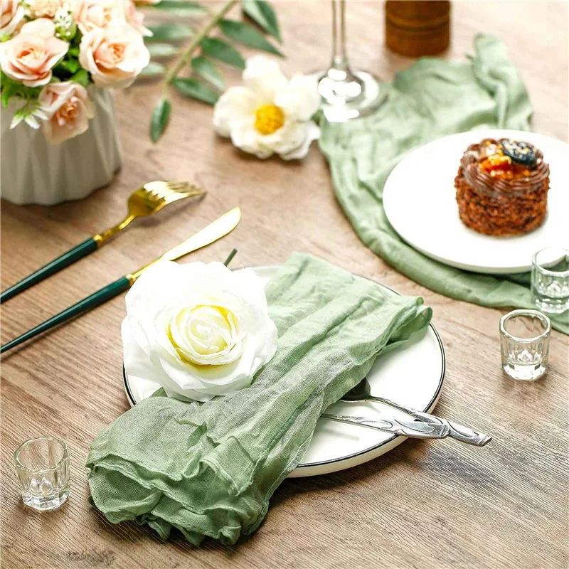 

YWDZ-Gauze Cheesecloth Napkins Wrinkled Dinner Napkins Table Napkins Decorative Cloth Napkins (Green, 72 Packs)