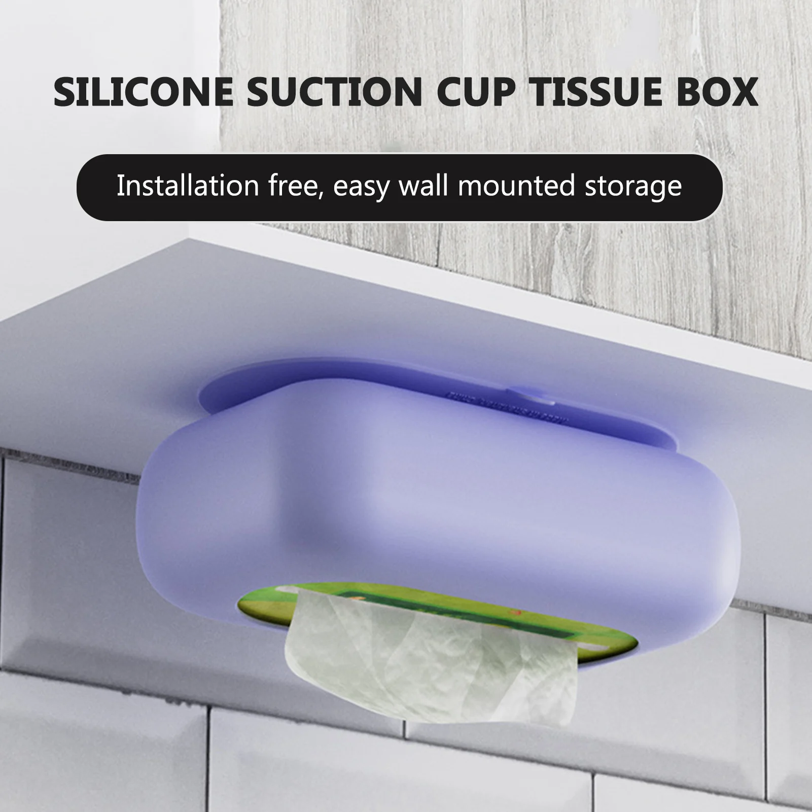 Portable Silicone Suction Cup Car Tissue Box Stable Large Capacity Towels Box For Living Room