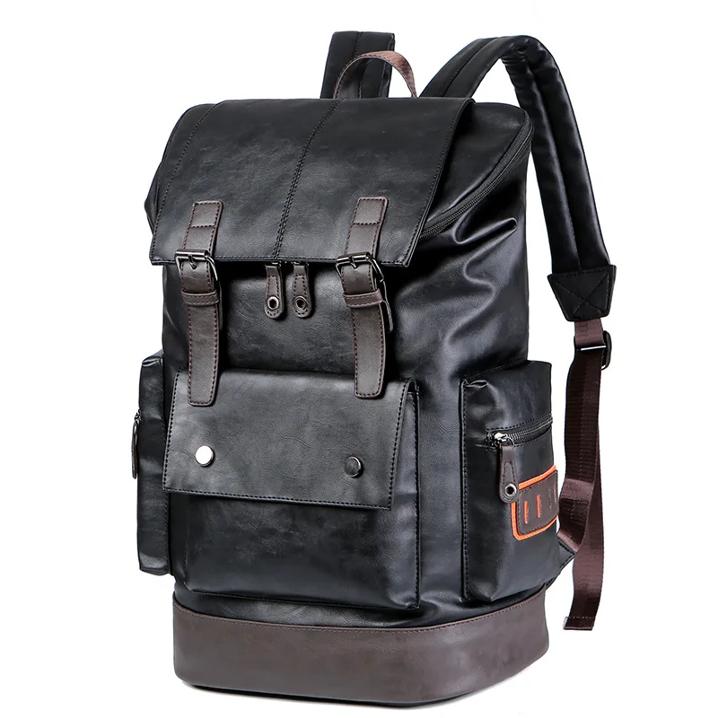 Men\'s Large Leather Antitheft Travel Backpack Laptop Bags Men Black Pu Bagpack Boy Big Capacity School Male Business 가방 mochilas