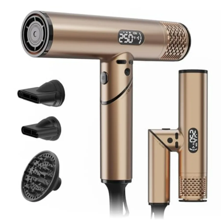 

Professional ionic hair dryer for salon use, ceramic-coated, matte black, 110, 000 RPM speed with low noise and no heat damage