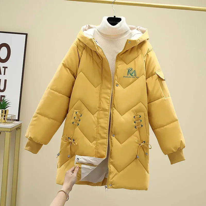 Cotton Puffer Coat Female Winter New Jacket Woman Down Jacket Long Coat Hooded Parkas Fashion Warm Outwear Thick Zipper Overcoat