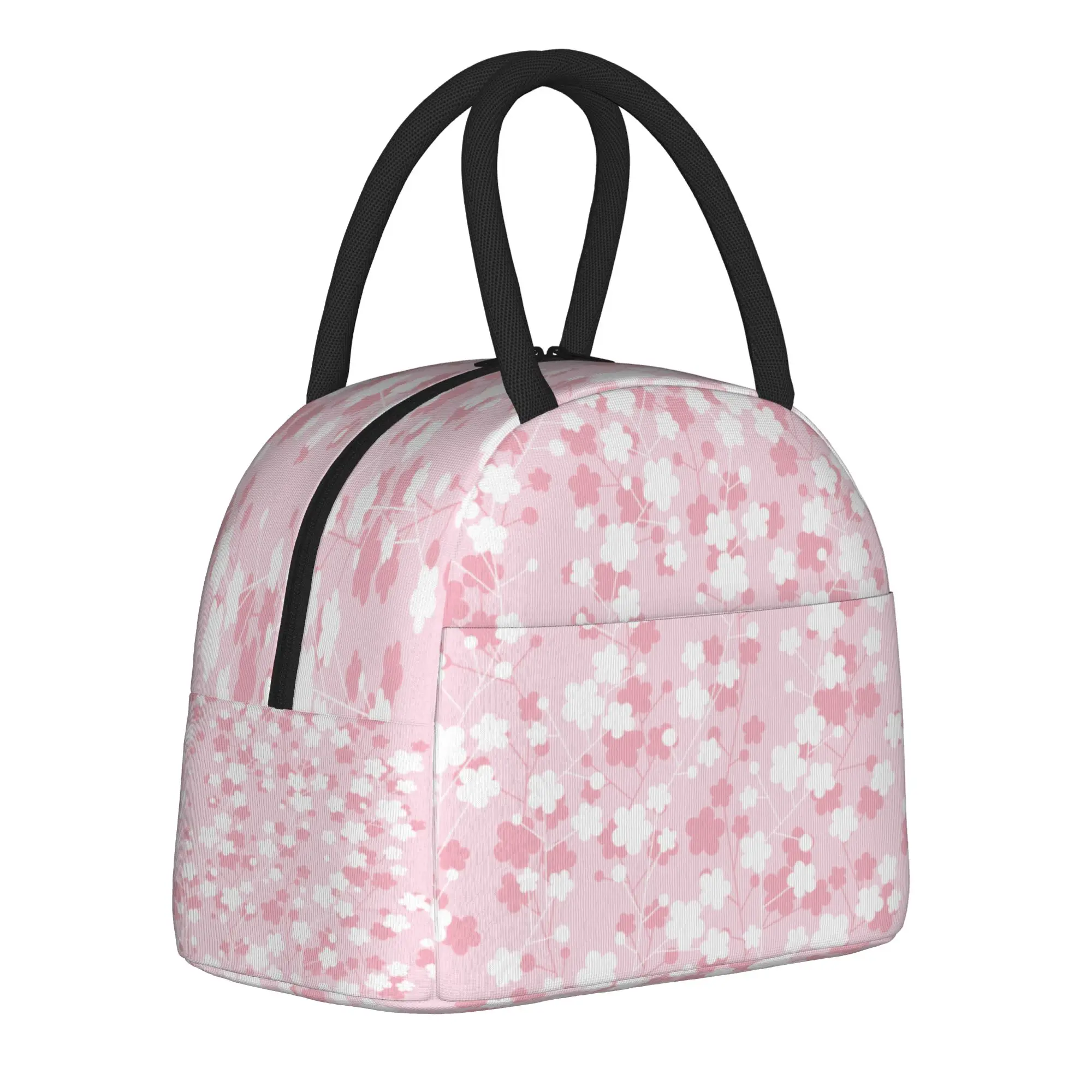 Japanese Sakura Cherry Blossom  Insulated Lunch Bags Cooler Bag Meal Container Leakproof Tote Lunch Box Food Storage Bags School