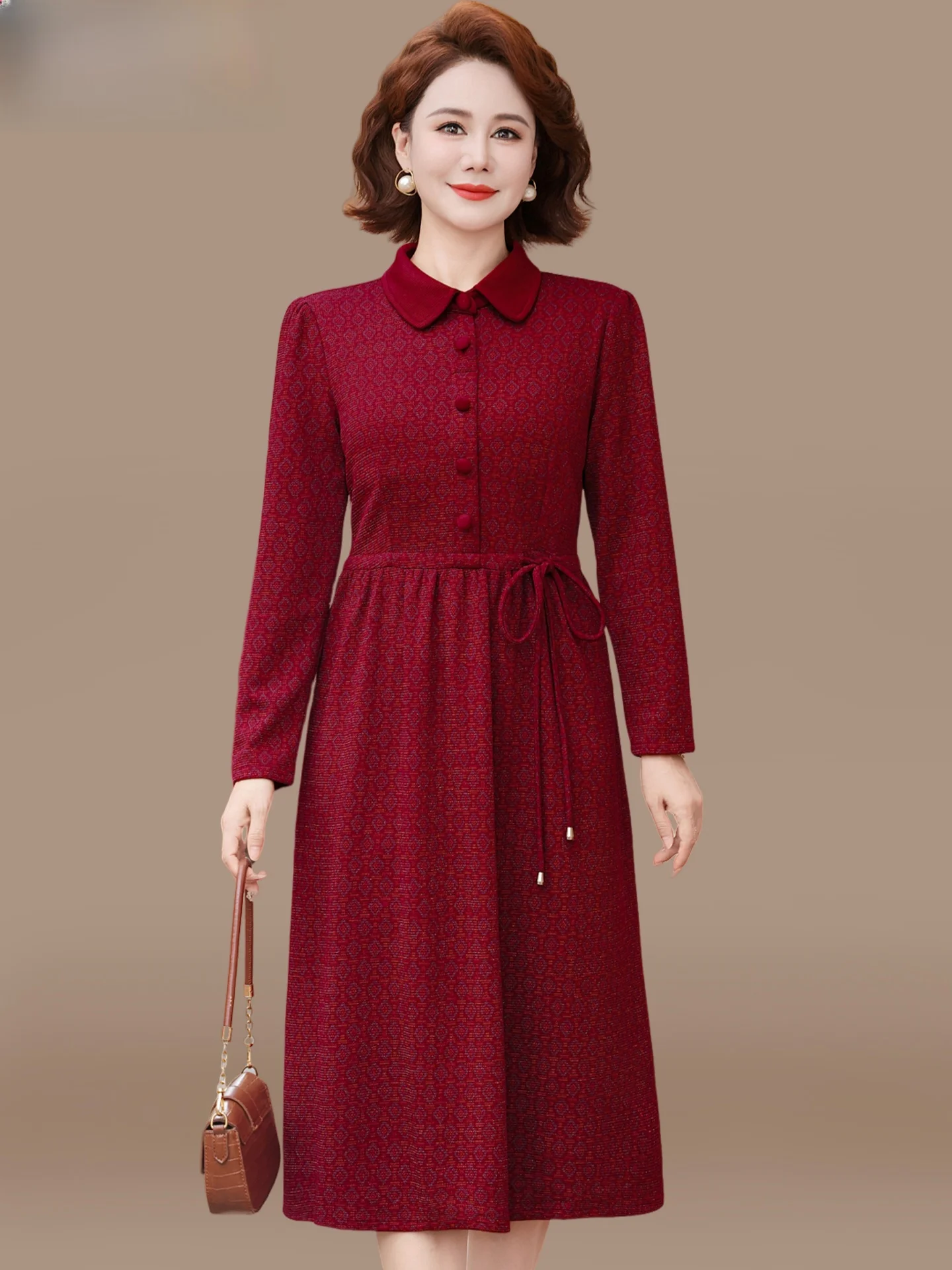 

Ele Mid-Aged Women's Dr Xi Mom Wedding Banquet New Arrival 2025 Floor-Length Svel Polyester Casual Dr