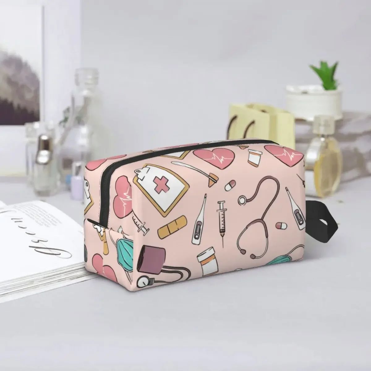 Custom Travel Funny Nurse Toiletry Bag Portable Nursing Makeup Cosmetic Organizer Women Beauty Storage Dopp Kit Box