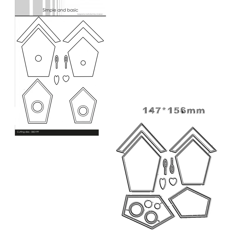 New Lace Cover Hang 3D Bird Houses Metal Cutting Dies Scrapbooking Frame Card Craft  Christmas No Halloween Stamps