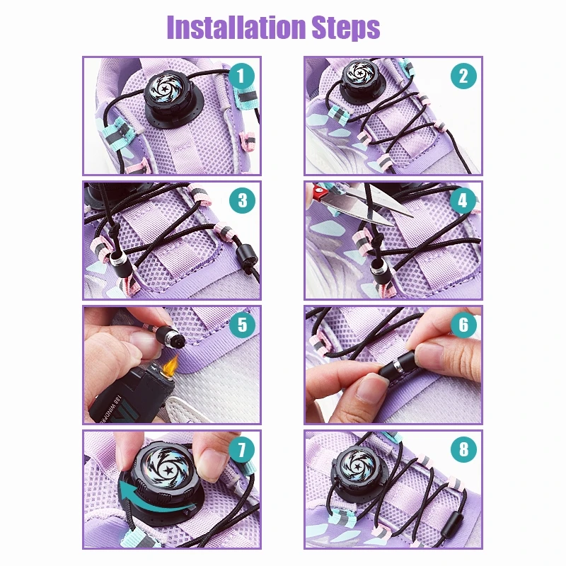 Cordones con hebilla giratoria, cuerda gruesa, cordones automáticos sin corbatas, negro, blanco, fácil instalación, zapatillas, cordones, accesorios para zapatos