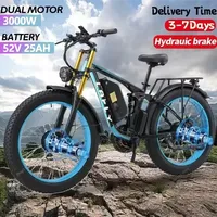 New lafly-T1000 3000W Dual Motor 52V 23AH 26*4.0 Fat Tire Hydraulic Brake Soft Tail Frame Hydraulic Big Front Fork Ebike