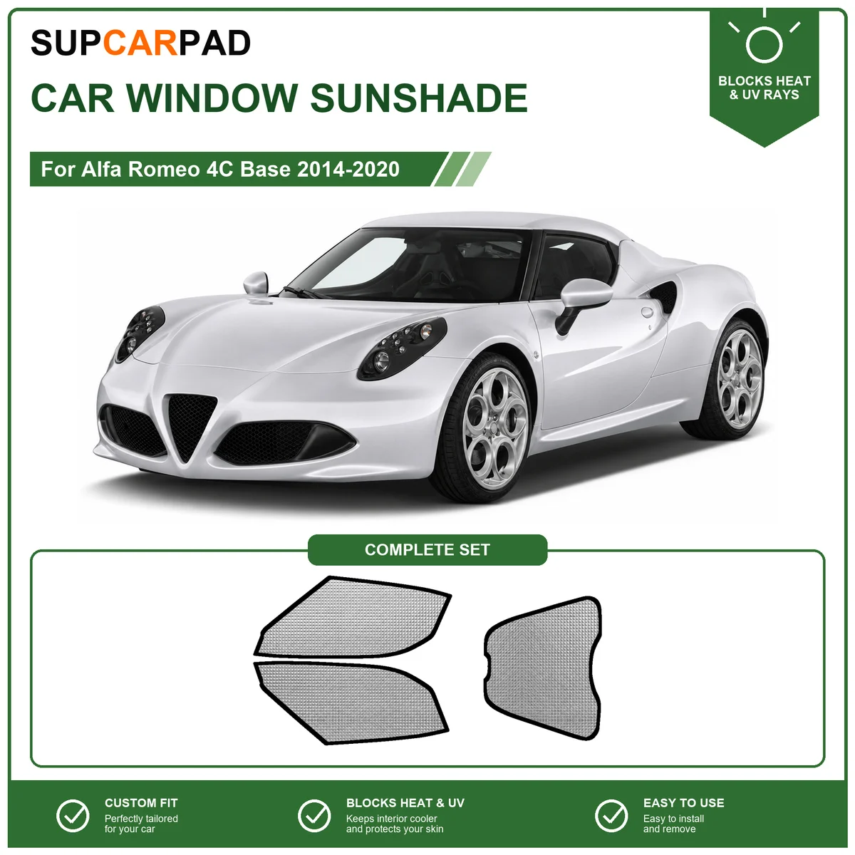 For Alfa Romeo 4C Base 2014-2020 Full Set Car Window Sunshades UV Block Privacy Heat Insulated Foldable Car Curtain