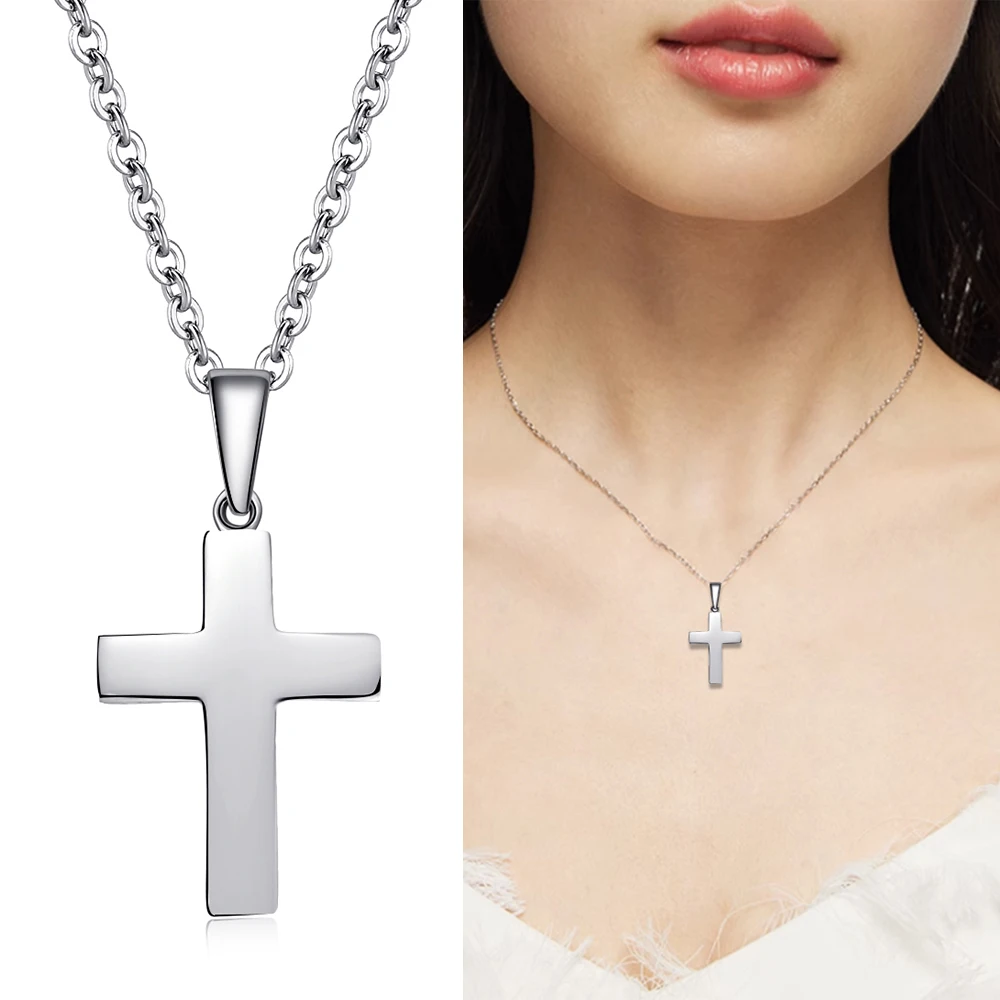 Cross Necklace Faith Pendant Dainty Chain Minimalist Simple Tiny God Lords Prayer Religious Jewelry Gift