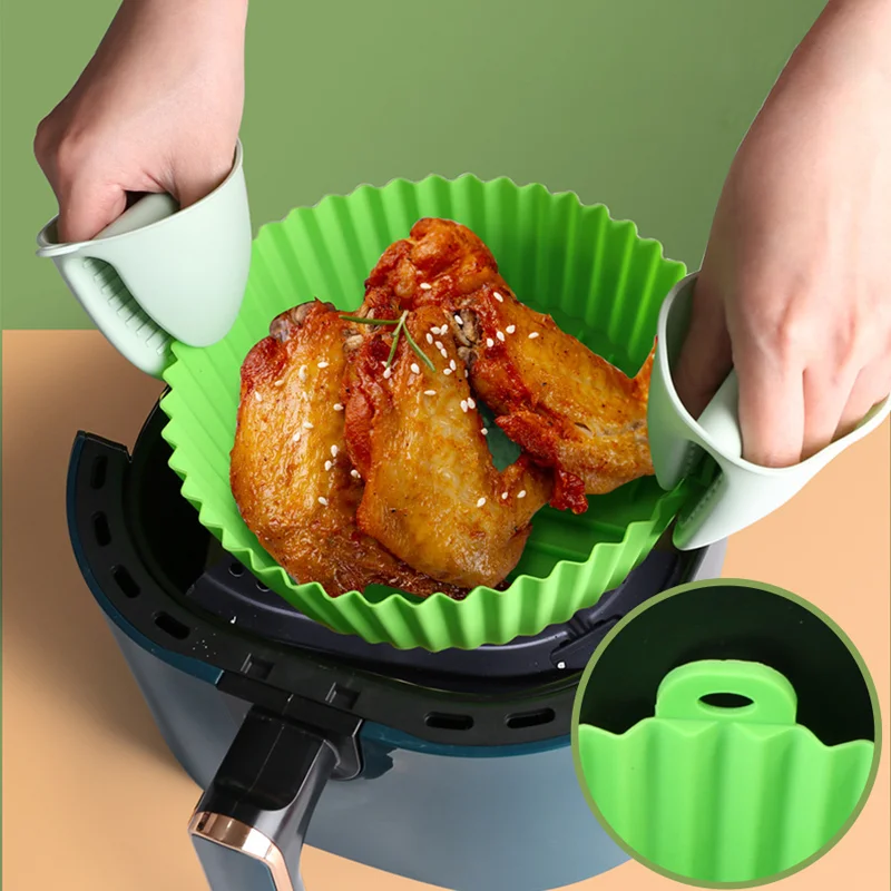 Air Fryer Silicone Mold Kitchen Baking Tools Oven Baked Chicken Pizza Fried Chicken Basket Reusable Pan Lining Accessories