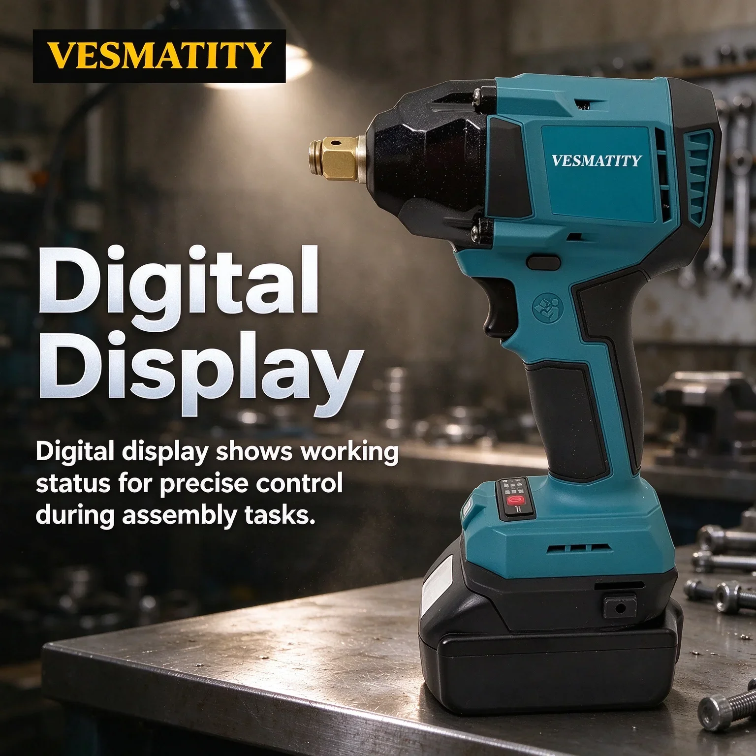 Portable Multifunctional Electric Wrench 400N High Torque with Digital Display Electronic Power Tool For 18V-20V Battery