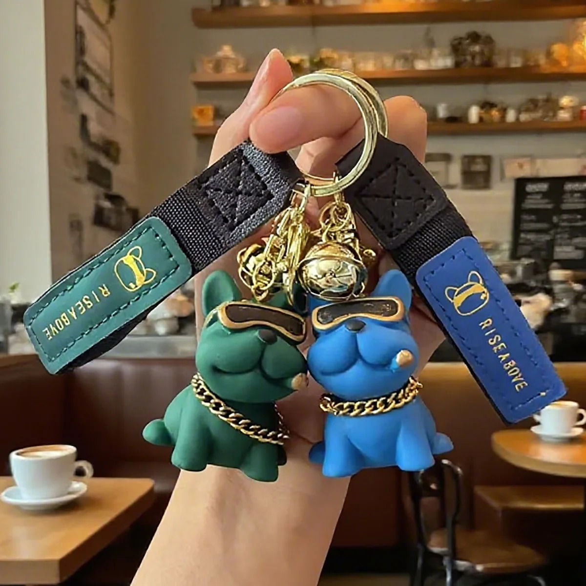 Cool And Trendy Bulldog Keychains Cute Resin Dog Pendants,Car Key Chains Couple Pendants Small Gifts