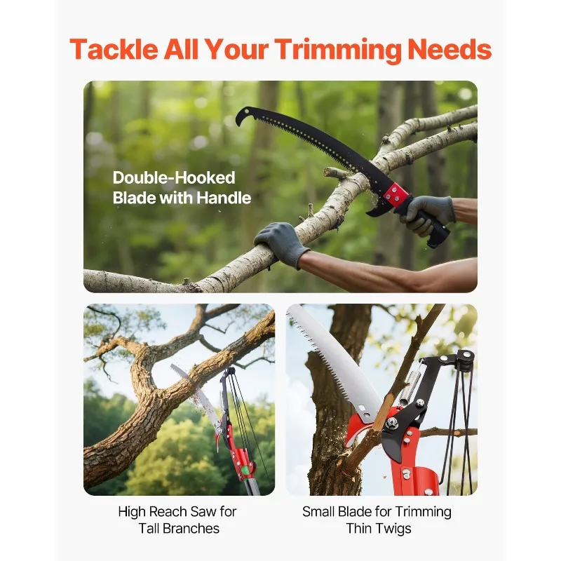 수동 폴 톱 확장형 폴 트리 프루너 3.87 - 27피트 가위 포함