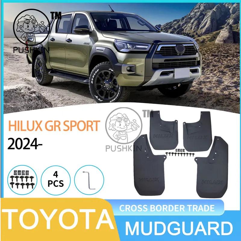 

4pcs Car Mudguard For Toyota Hilux GR Sport 2024 2025 Mudflap Front Rear Wheel Fender Splash Guard Mudguard Car Accessories