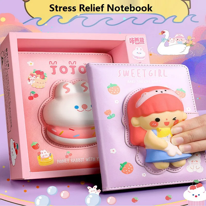 Soft Feel Decompression Notebook Stereoscopic Kawaii Cute Planner Diary Notepads And Journals Reliever Stress Books For Students