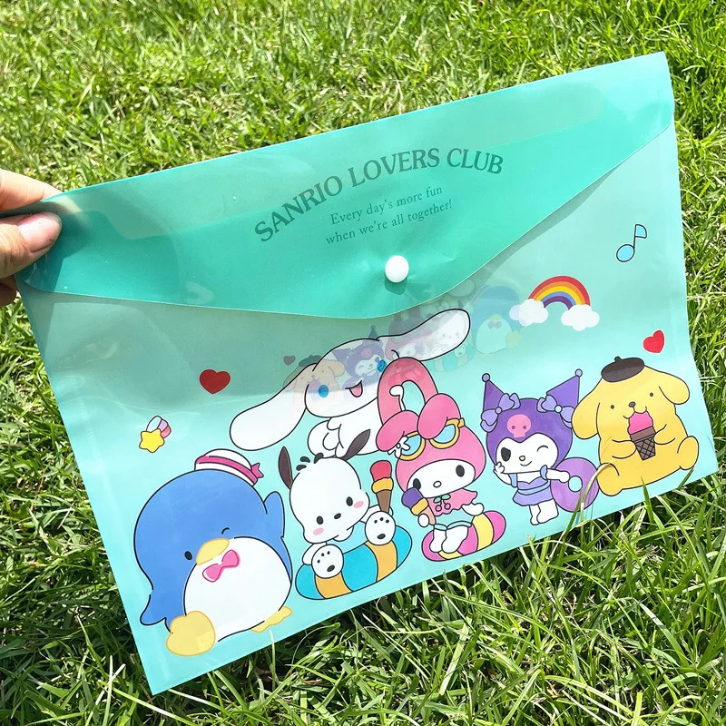 Imagem -02 - Sanrio Cartoon File Bolsa para Estudantes Pasta de Personagens Anime Bolsa de Armazenamento Botão Bonito Kuromi Papelaria Infantil Presente Criativo Novo a4