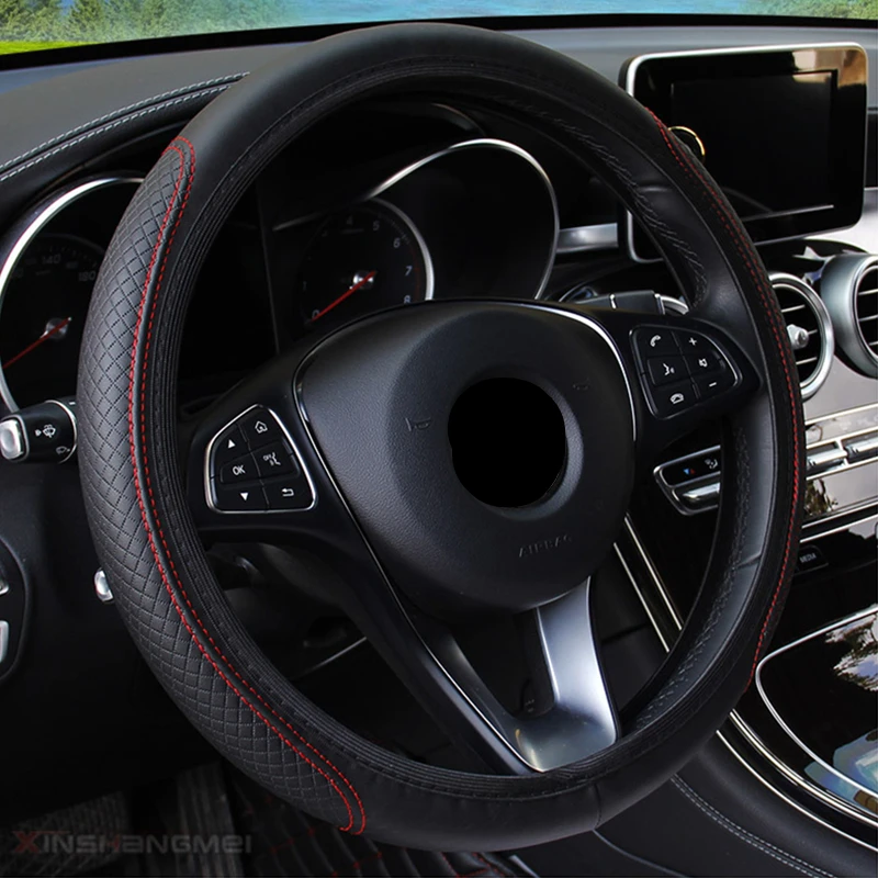 

Universal Car Steering Wheel Cover Skidproof Auto Steering- Wheel Cover Anti-Slip Embossing Leather Car-styling Car Accessories