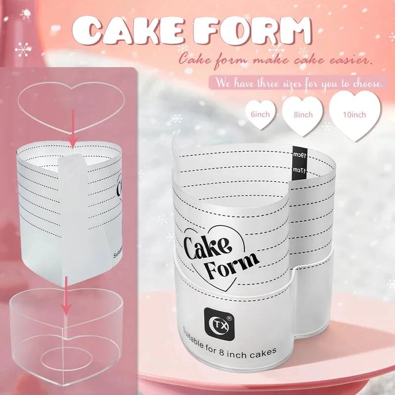 Adjustable Cake Decor Tools Heart Cake Ring Mold Retractable Mousse Pastry Ring With Scale Acrylic Reusable Baking