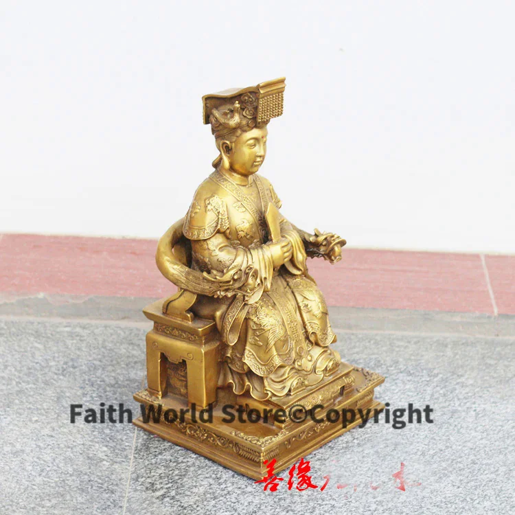 40CM huge HOME House efficacious Talisman Protection Meizhou Mazu Goddess Matsu Goddess of the Sea FENG SHUI brass art statue