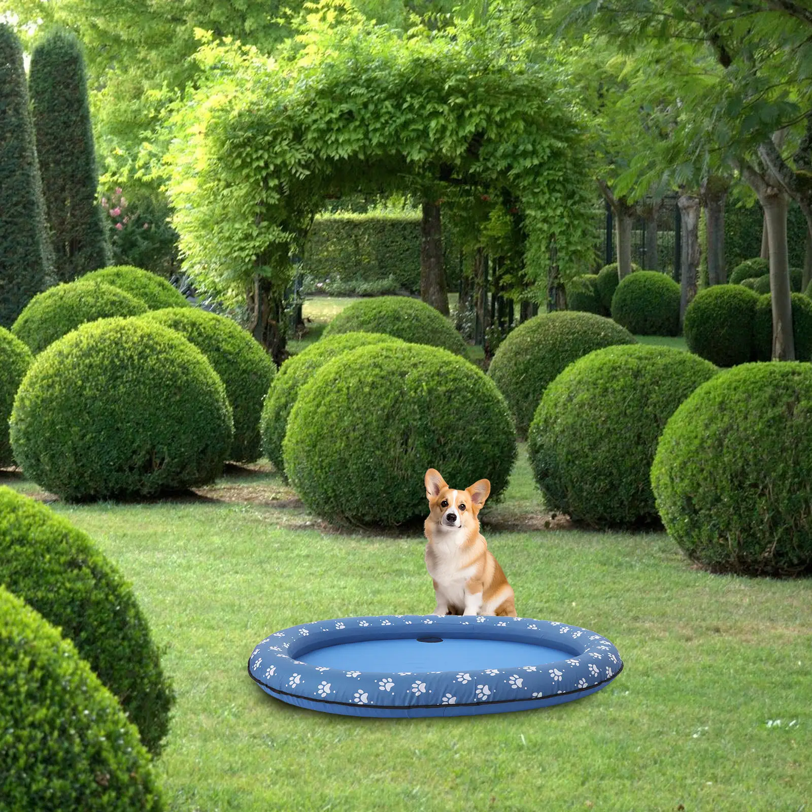 

Надувной складной плавающий матрас-бассейн для домашних животных (1 шт.), синий, для собак и кошек, для использования на улице, для воды, пруда, надувной бассейн для животных