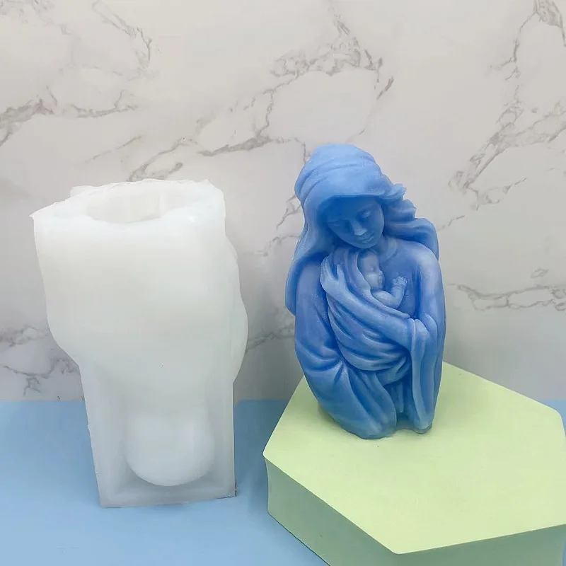 Mother and Child Hug Silicone Mold DIY Mother's Day Decoration Aromatherapy Gypsum  Virgin Baby Hold  Mould