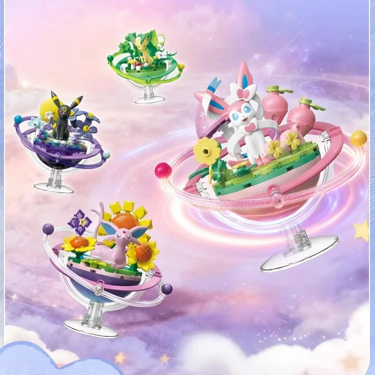 Keeppley Eevee Building Block Pokemon Family Planet Sylveon Vaporeon Espeon Jolteon Umbreon Assembly Model Toys Kids Gifts