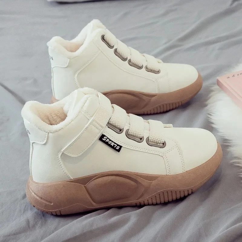Free Shipping Stylish Women Winter High Top Sneakers Fleece Lined Magic Strap Non Slip Eye Catching Casual Shoes, Hot Pick