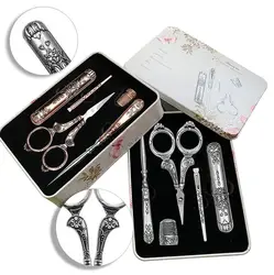 Vintage High-end Sewing Supplies, Exquisite Box Set, Scissors, Cross Scissors, Cross Embroidery Thread, Handmade Sewing Tools