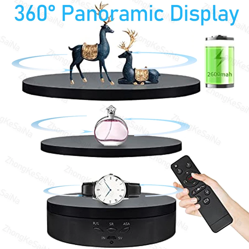 

3 in 1 Electric Rotating Display Stand 360 Degree USB/Battery Turntable Holder Jewelry Display Stand Base for Photography Shoot