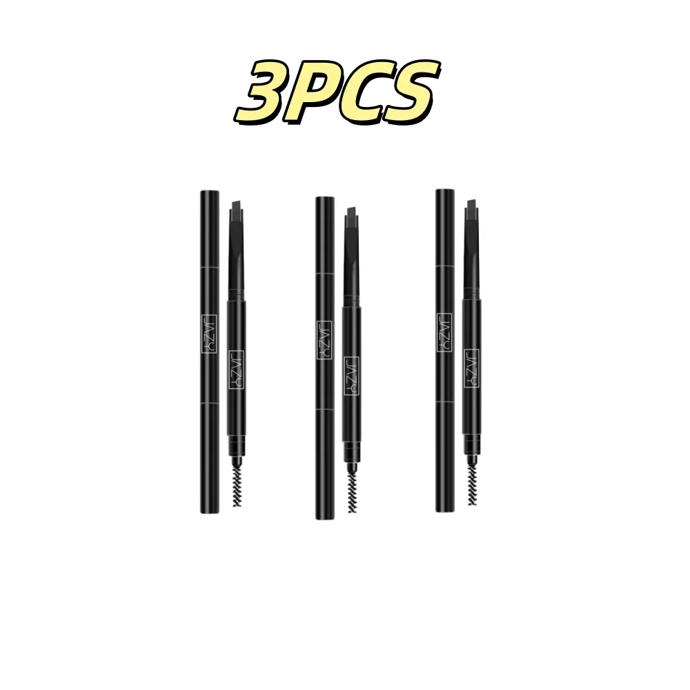 3 SZT. Dwustronny Kredka do Brwi z Pędzelkiem do Modelowania i Rysowania Brwi, Czarna Kredka do Makijażu