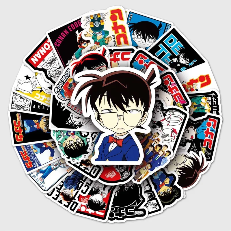 

50 шт. аниме-наклеек из серии «Детектив Конан»: граффити-стикеры с мультяшными персонажами для творчества, печатные, для ноутбуков и чемоданов