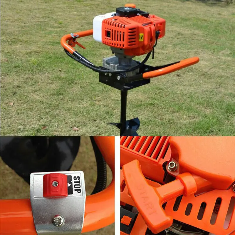 

2.4/1.7HP Gas Post Earth Digger Auger Hole Borer Earth Drill w/ 4" 6" 8" Bits Post Hole Digger 3 Pieces Drilling Bit Set