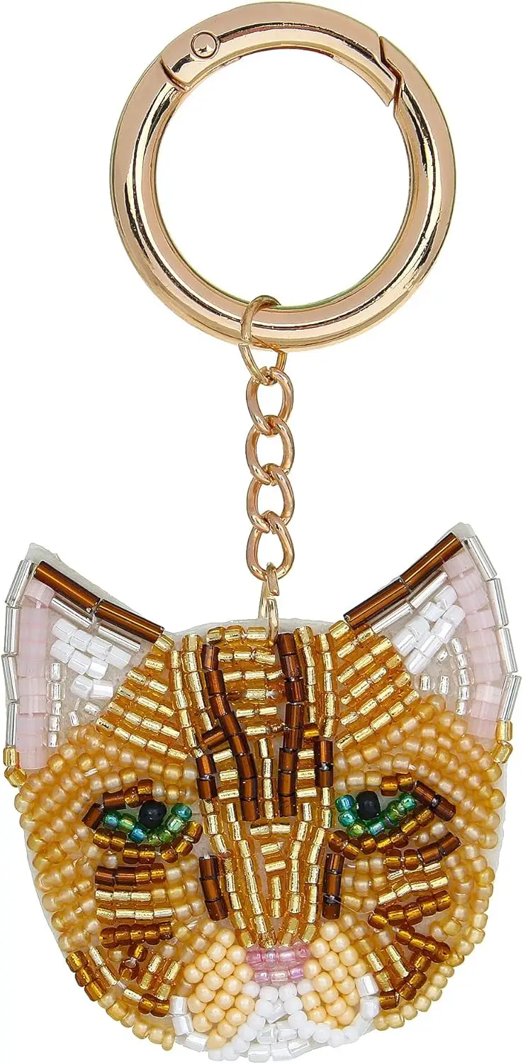 

Handmade Beaded Cat Keychain Cute Kitten Charm for Bag Wallet Gift