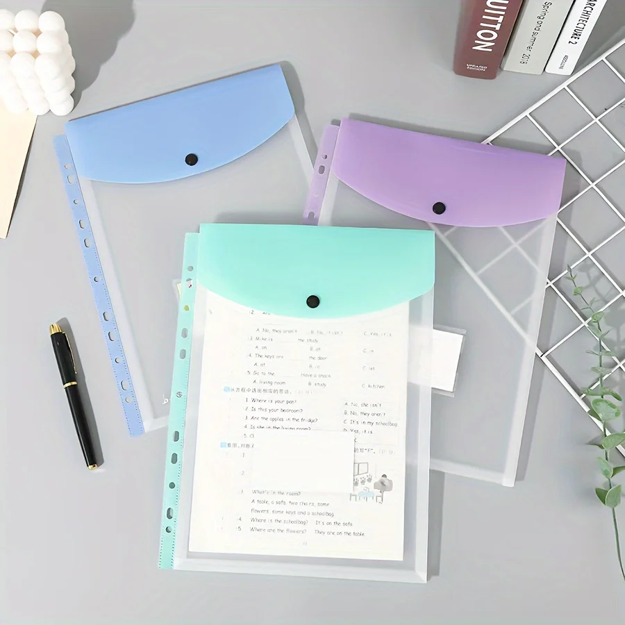 6pack A4 vertical Morandi color document bag, plastic envelope contract bag, document loose-leaf storage bag