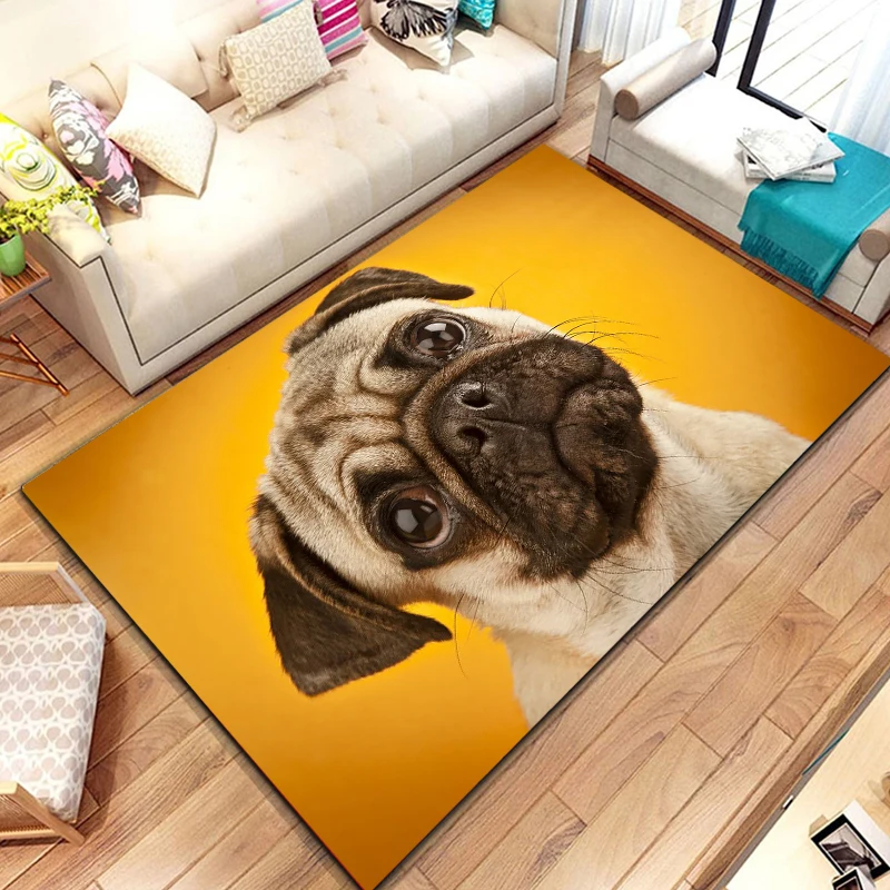 Lovely Pug Dog Water Absorption Anti-Slip Door Mat Cartoon Cute Animal Carpets Bedroom Rugs Decorative Stair Mats Home Decor