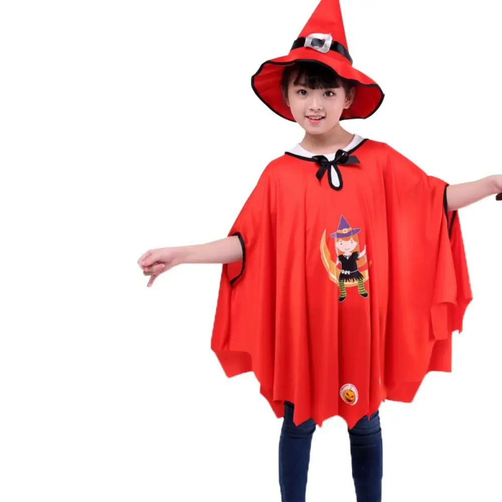 Doek Halloween Kinder Cape Kat Outfit Heksenmantel Hoed Foto Props Cosplay Kostuum Halloween Kinderkleding Kid Geschenken