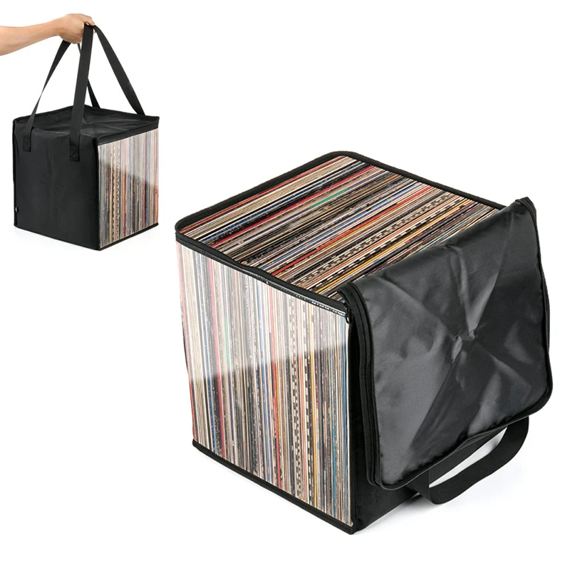 

Vinyl Record Storage Case Dustproof Portable Storage Bag With Lid Handles For 12 Inch Vinyl Albums Books Photos Albums Storage