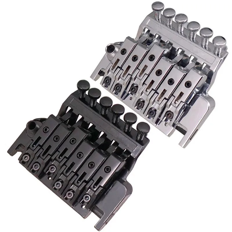 

A Set Black Silver Tremolo Black Electric Guitar Bridge Double Locking Systyem Pulled 6 Strings Accessories Parts