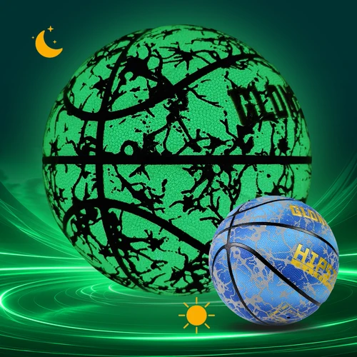 Imagen 1 del producto Baloncesto nocturno luminoso de alta calidad para interiores y exteriores, bola brillante compuesta de Pu verde, tamaño 5/6/7, regalo de cumpleaños genial para adolescentes, niños y niñas