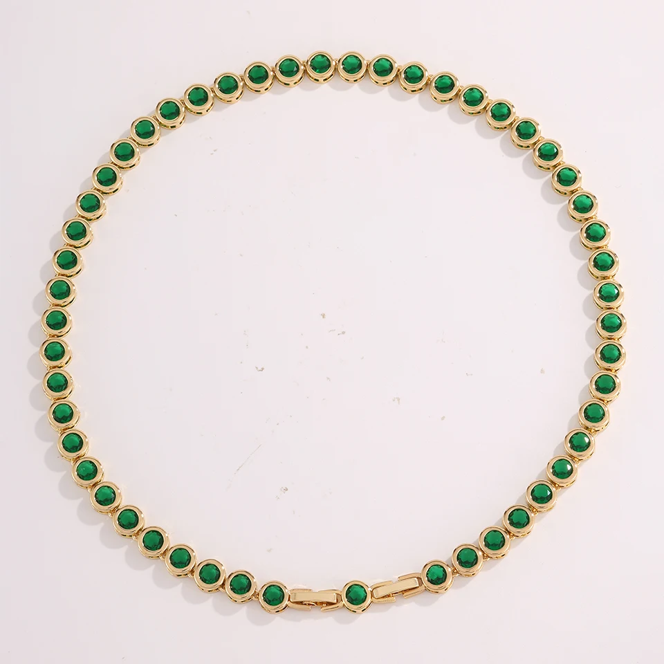 ZAKOL Luxuriöse, zierliche, glänzende, farbenfrohe Zirkon-Tennis-Choker-Halskette für Frauen, eleganter, funkelnder Kristall-Schmuck für Hochzeiten und Partys – Detail 12