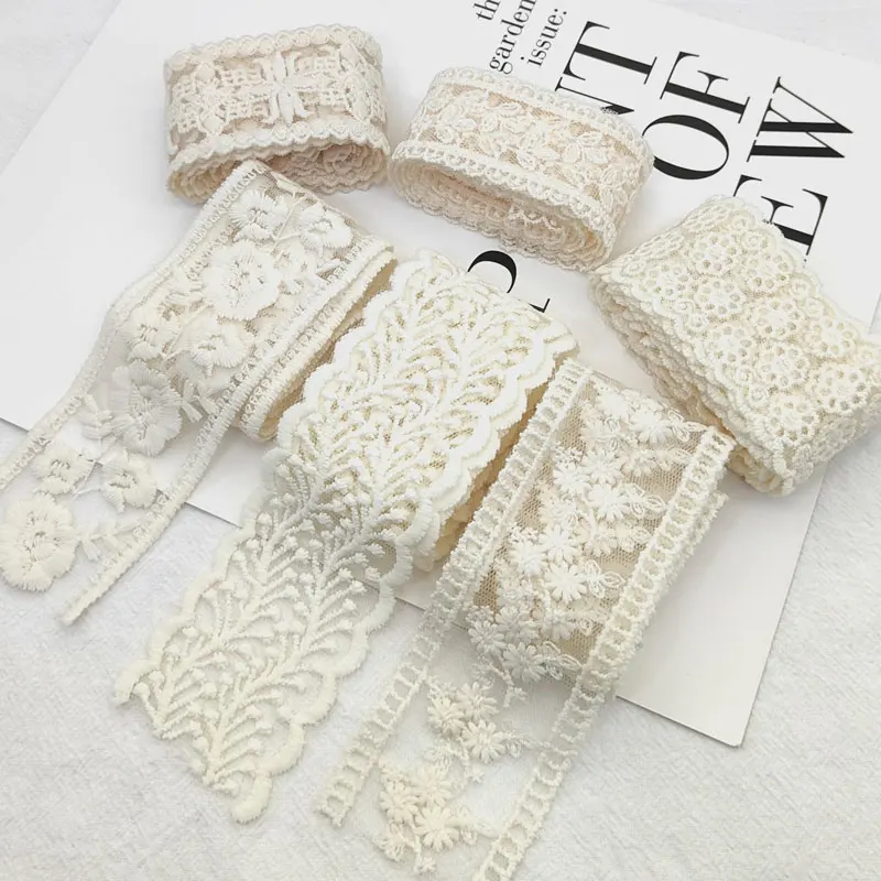 Lace Fabric Crafts 2022 Embroidery 1yard Ribbon for DIY Handmade Hairpin 3.5/4cm Sewing Handicraft Accessories Decoration G128