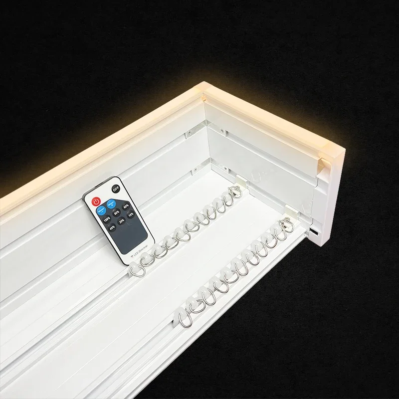 # for Factory Price Modern Window Decorative Top Mounted Aluminium Curtain Box Double Curtain Track Cover with Led Light