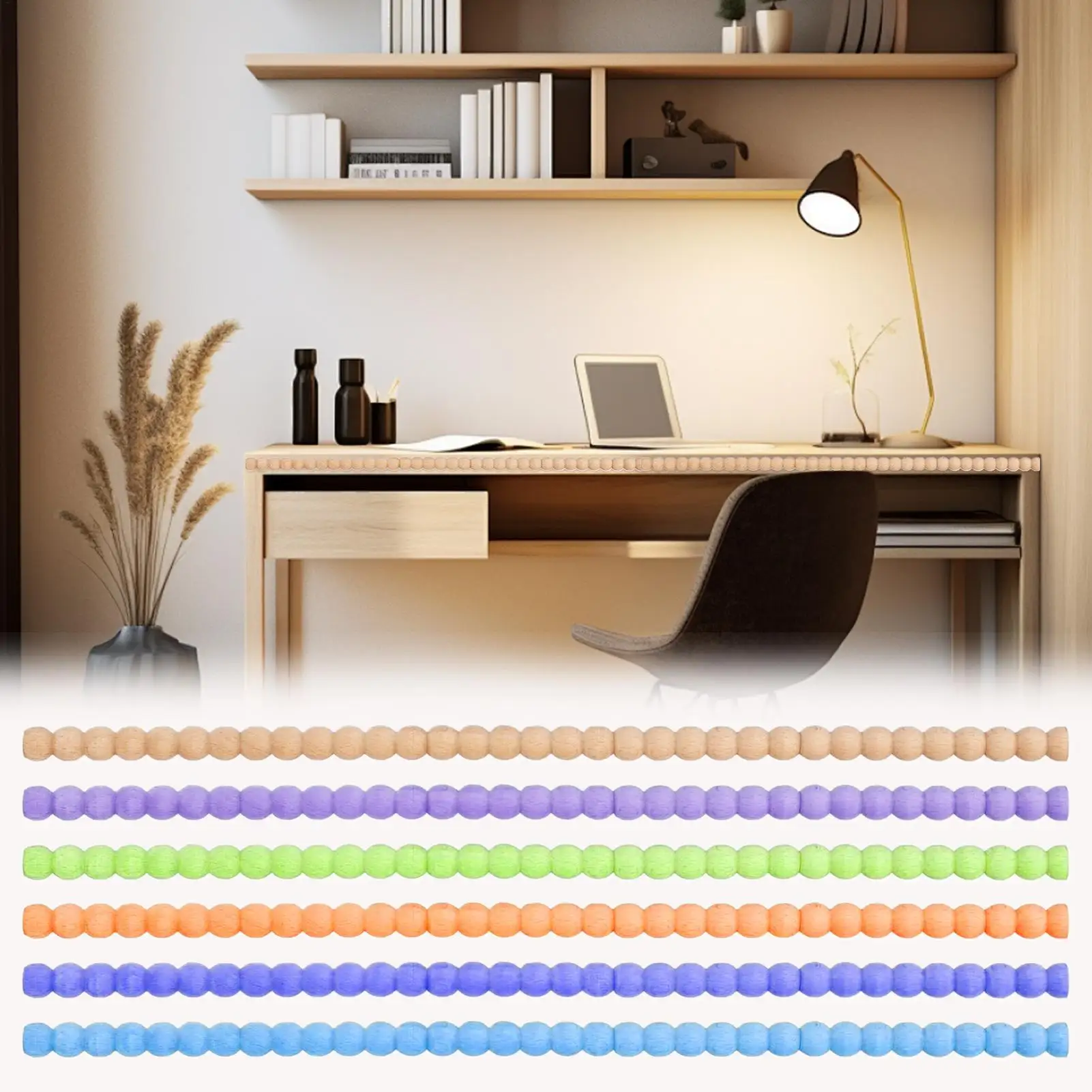 10pcs Half Round Wooden Beaded Molding Sticks Multifunctional Craft Wood Strips Furniture Decoration DIY Cabinet Accessories view 4