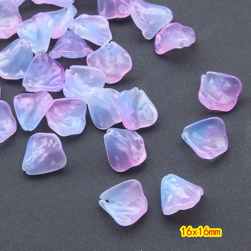 10pcs Floral Petal Shape 16mm Handmade Lampwork Glass Loose Pendants Beads For Jewelry Making DIY Flower Crafts Findings