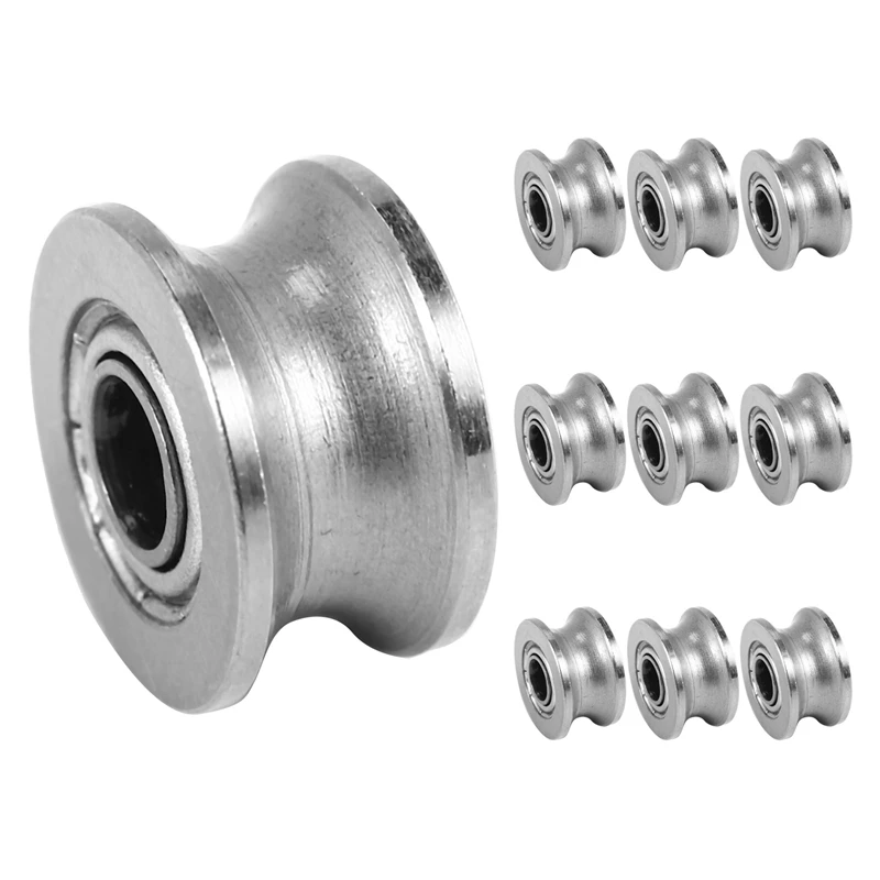 Hot 10Pcs U Groove Bearing U624ZZ Carbon Steel Durable V Groove Ball Bearing Pulley For Rail Track Linear Motion Systems