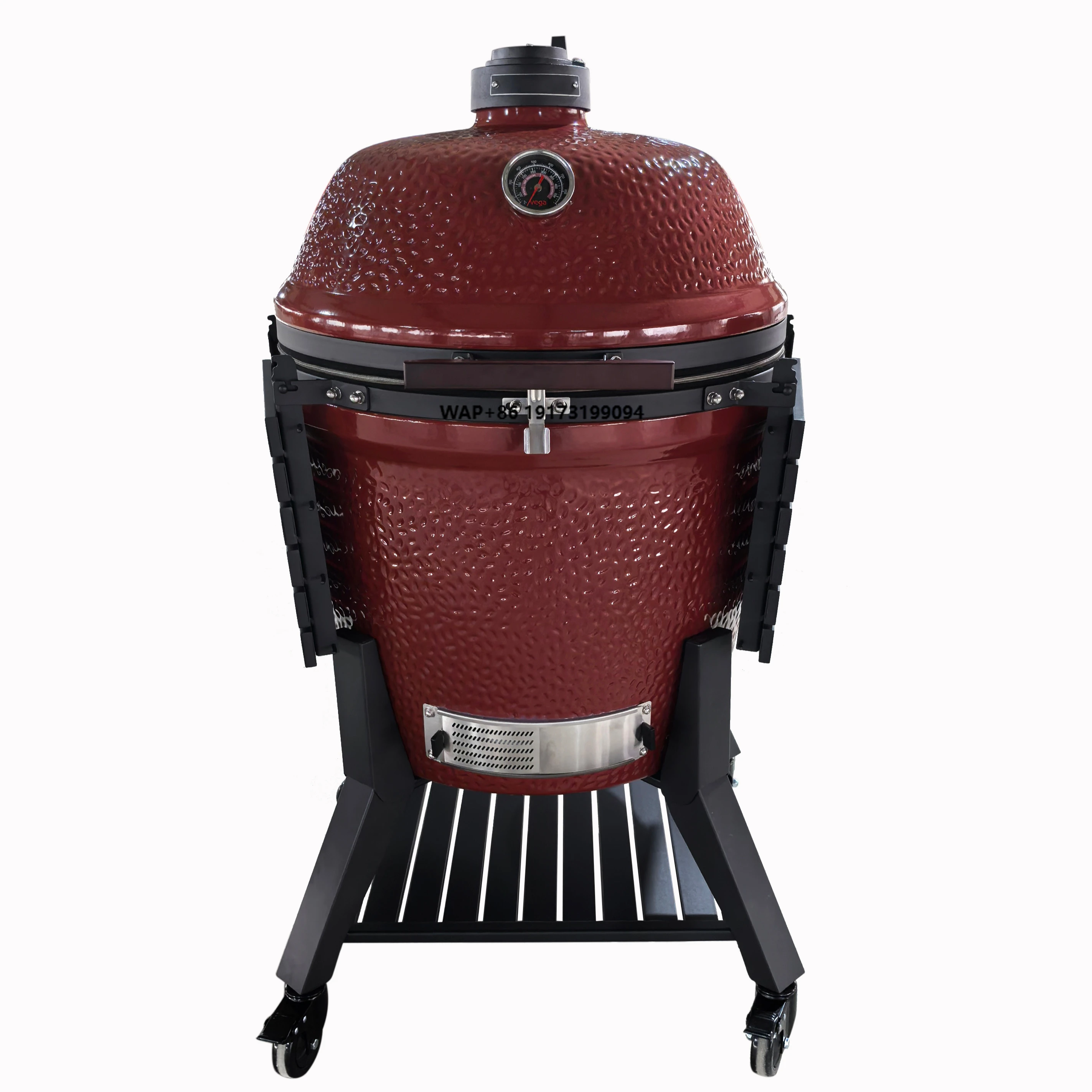 

MK28 Pro 28-Inch Glossy Deep Red Ceramic BBQ Grill Modern European Outdoor Style Egg Smoker Adjustable Portable
