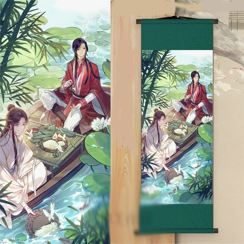 Hua Cheng Xie Lian โปสเตอร์พิมพ์ลาย Tian Guan Ci Fu ม้วนของตกแต่งผนังบ้านอุปกรณ์เสริมเด็กผู้ชายเด็กผู้หญิงของขวัญฮาโลวีน1ชิ้น