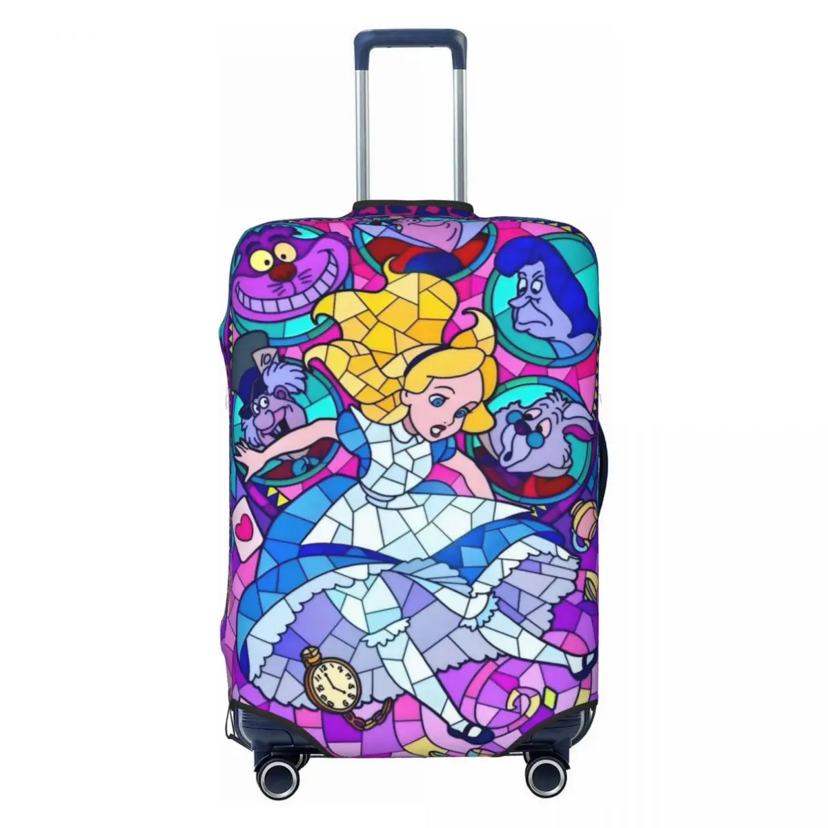 

Custom Cheshire Cat Comic Travel Luggage Cover Elastic Sardonic Suitcase Cover Protector Fit 18-32 Inch