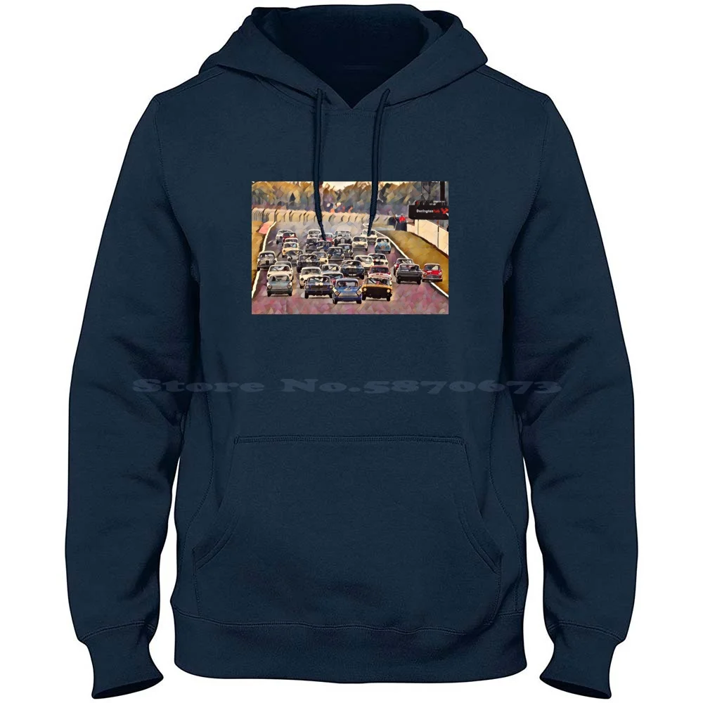 Vintage Car Race Start Goodwood Art Print 4 100% Cotton Hoodie Formula Retro Circuit Williams Senna Legend Hero Racing