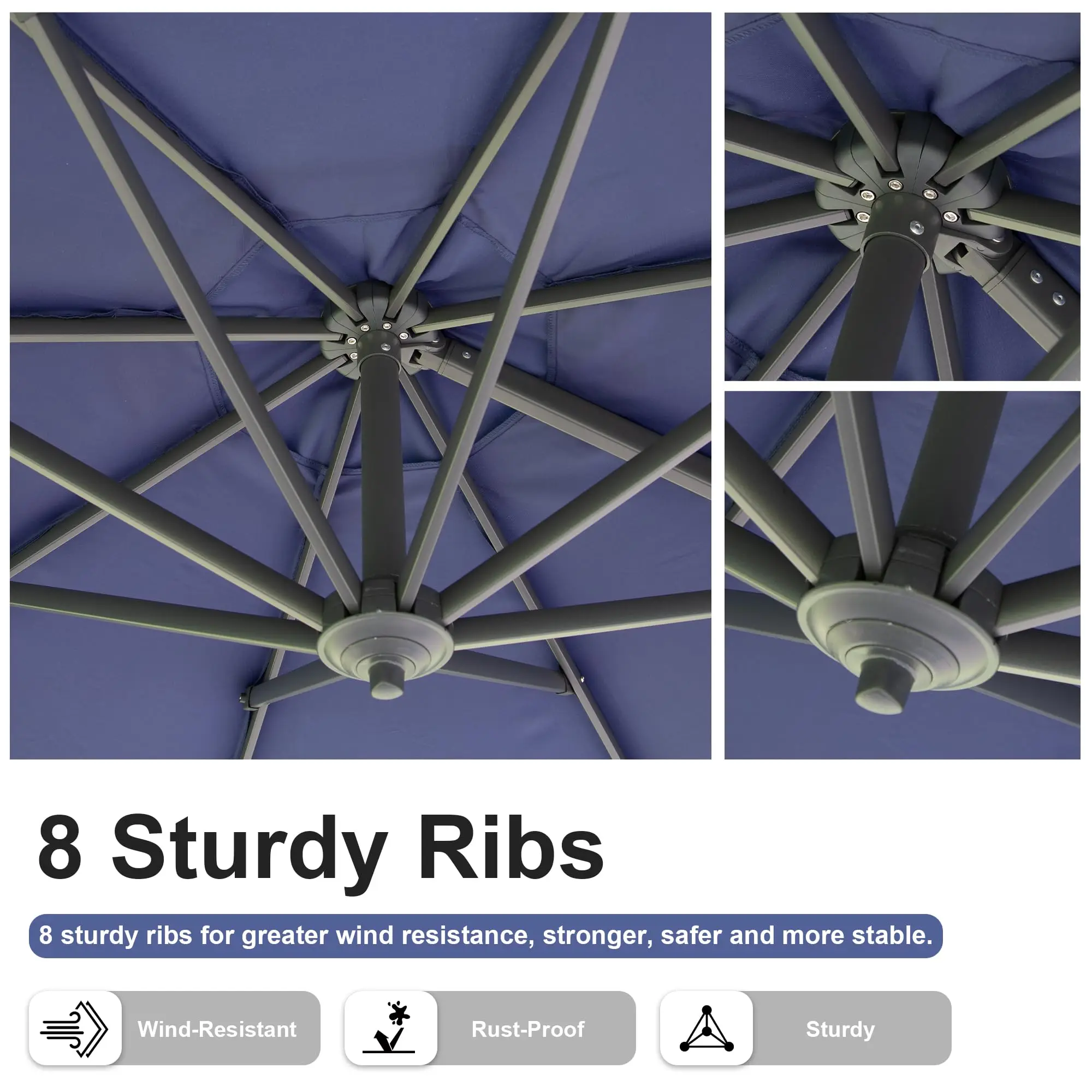 مظلة فناء حديثة من الألومنيوم تدور 360 درجة مقاومة للرياح مظلة ناتئ خارجية لفندق حديقة حمام السباحة